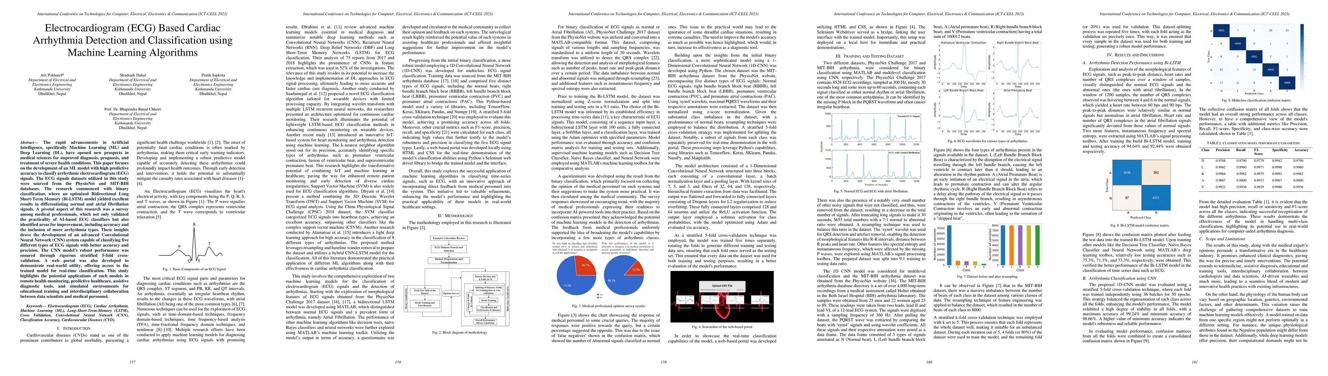 Thumbnail for Electrocardiogram (ECG) Based Cardiac Arrhythmia Detection and
  Classification using Machine Learning Algorithms