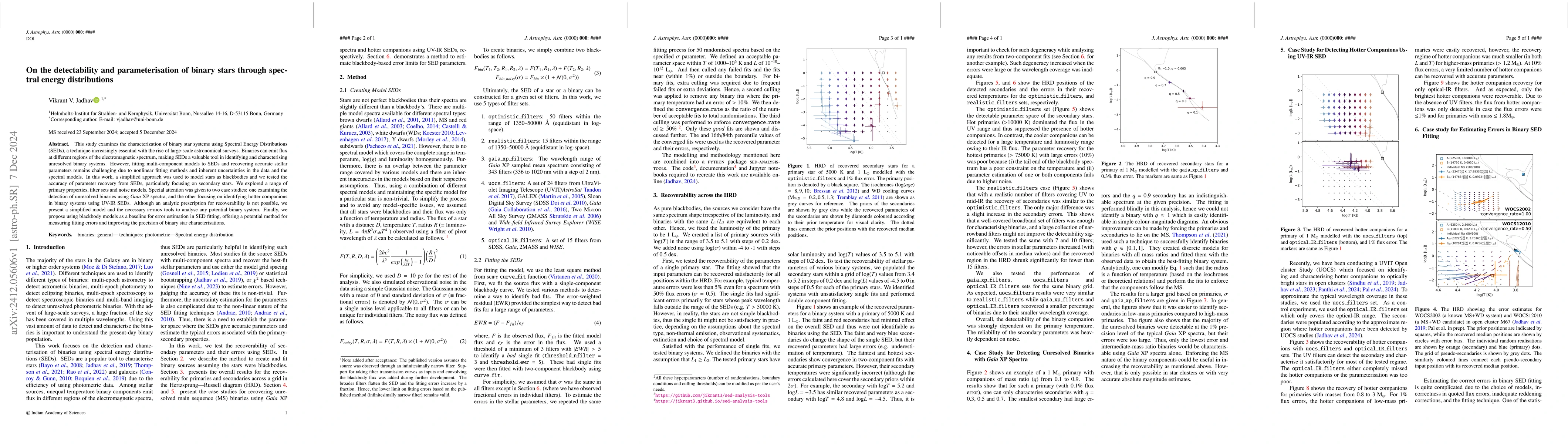 Thumbnail for On the detectability and parameterisation of binary stars through
  spectral energy distributions