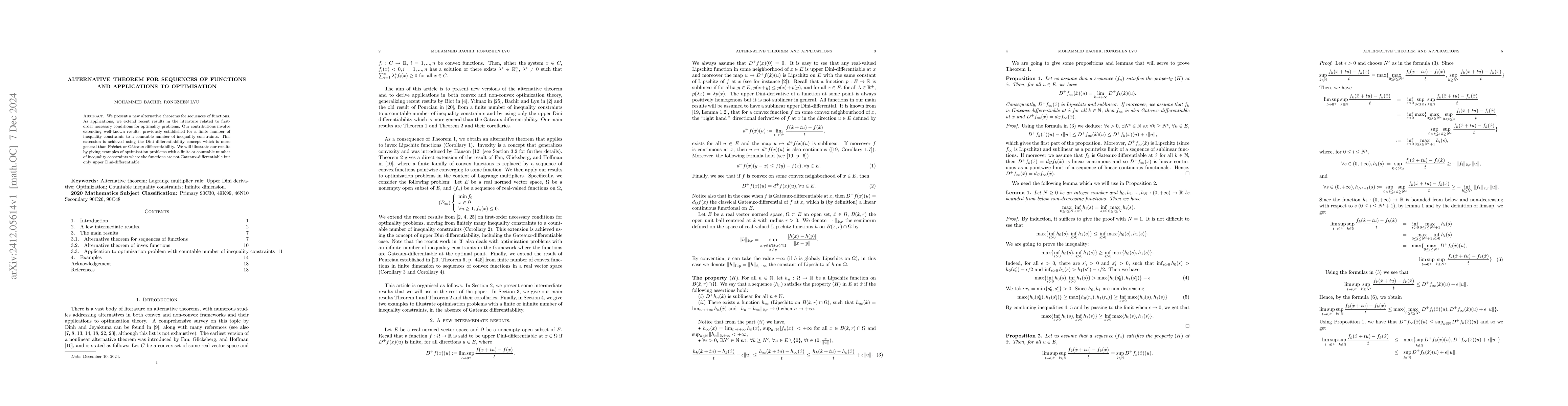 Thumbnail for Alternative theorem for sequences of functions and applications to
  optimisation