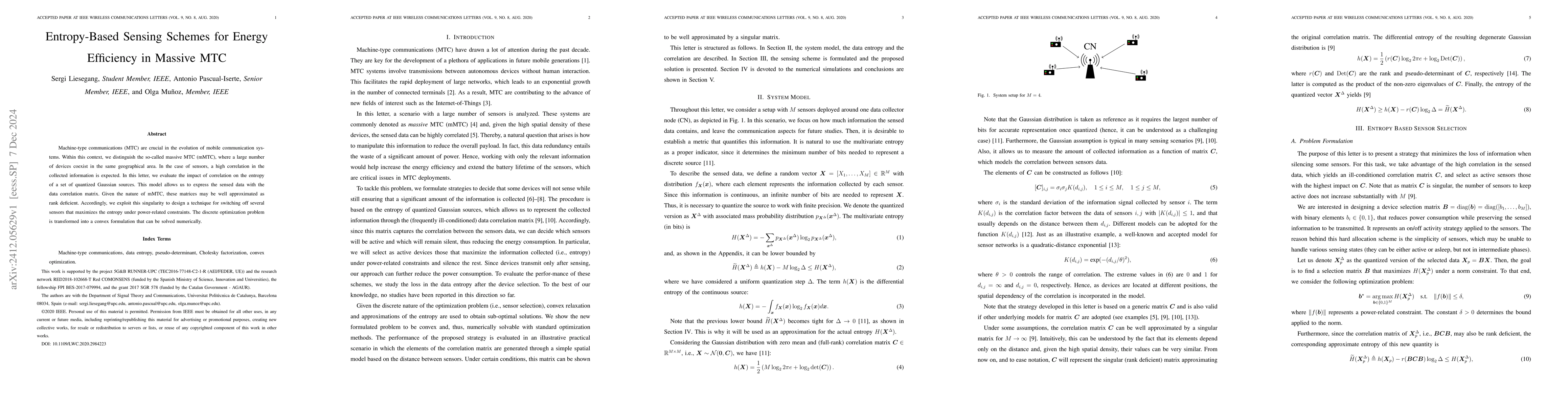 Thumbnail for Entropy-Based Sensing Schemes for Energy Efficiency in Massive MTC