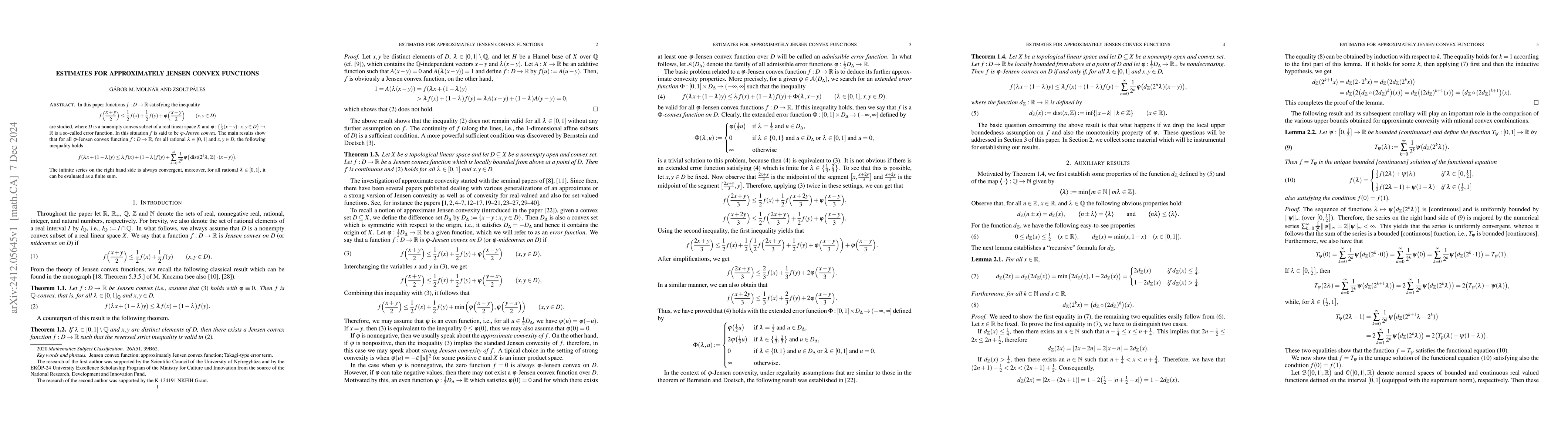 Thumbnail for Estimates for approximately Jensen convex functions