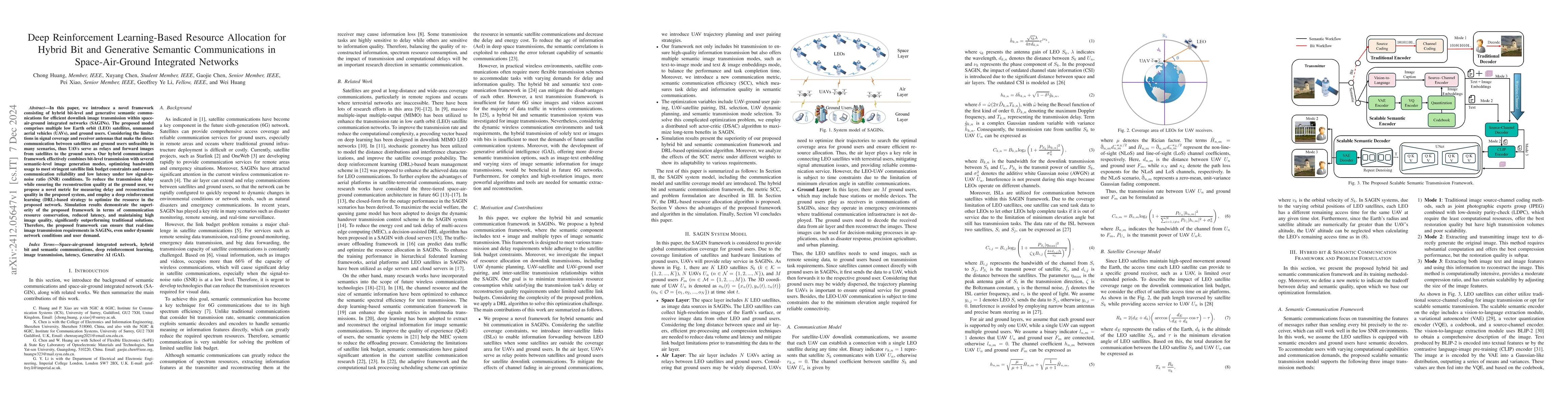 Thumbnail for Deep Reinforcement Learning-Based Resource Allocation for Hybrid Bit and
  Generative Semantic Communications in Space-Air-Ground Integrated Networks