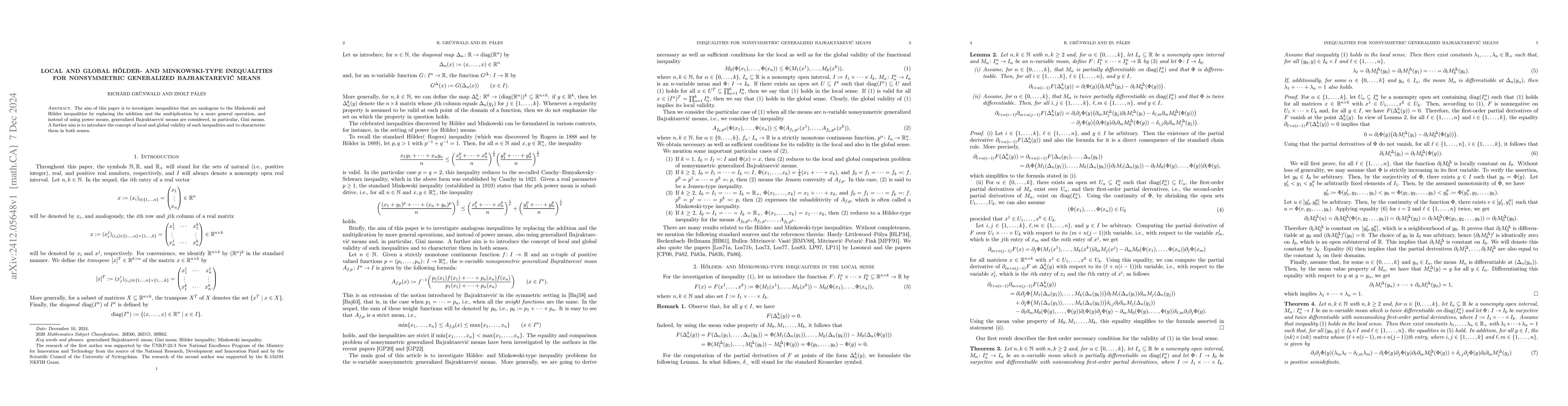 Thumbnail for Local and global Hölder- and Minkowski-type inequalities for
  nonsymmetric generalized Bajraktarević means