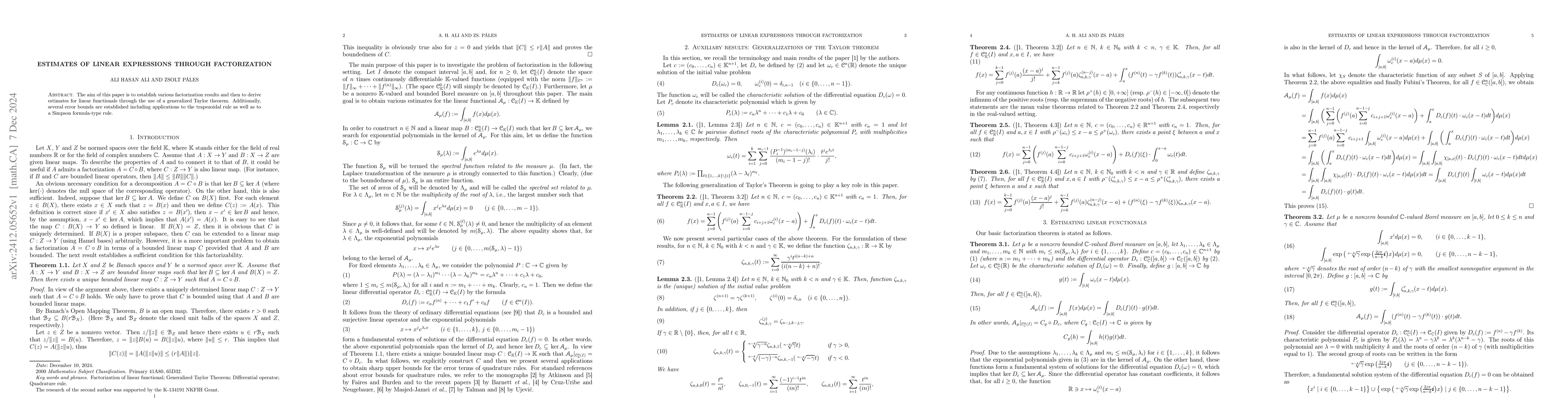 Thumbnail for Estimates of linear expressions through factorization