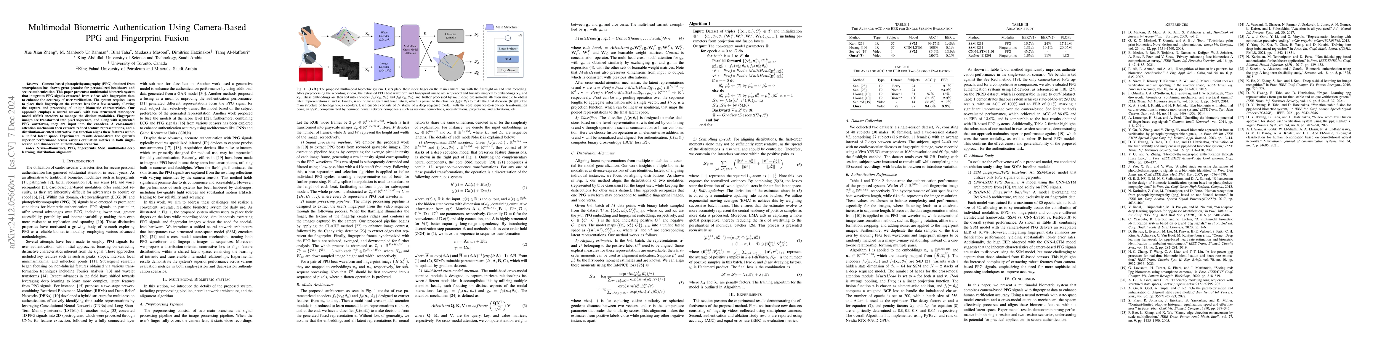 Thumbnail for Multimodal Biometric Authentication Using Camera-Based PPG and
  Fingerprint Fusion