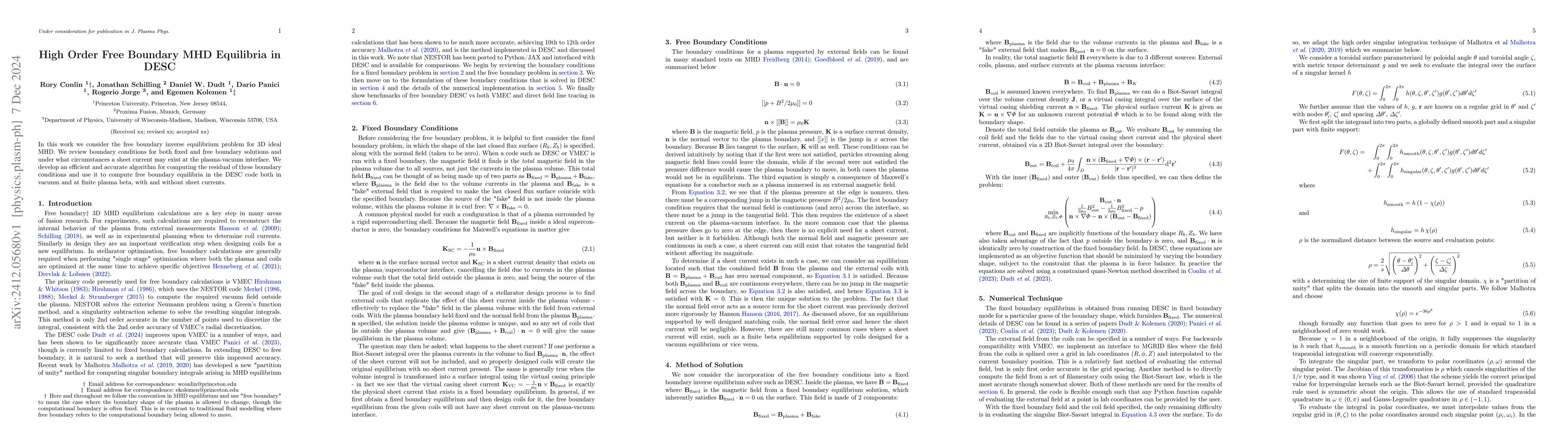 Thumbnail for High Order Free Boundary MHD Equilibria in DESC