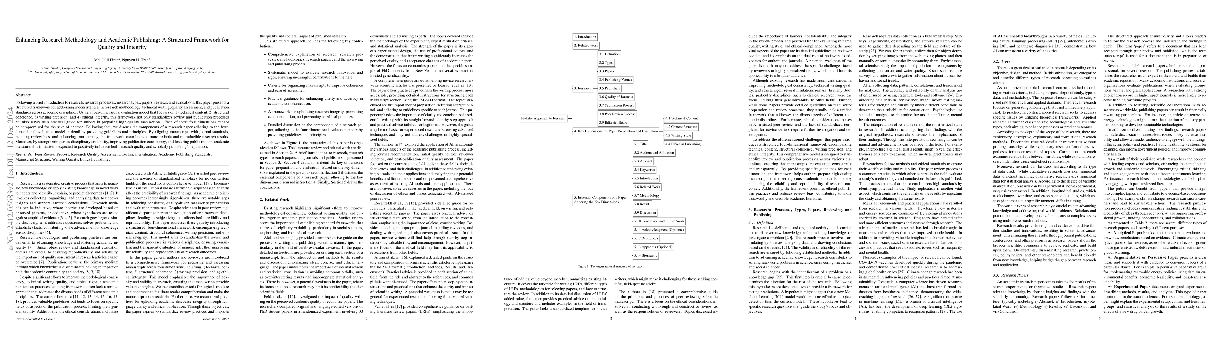 Thumbnail for Enhancing Research Methodology and Academic Publishing: A Structured
  Framework for Quality and Integrity