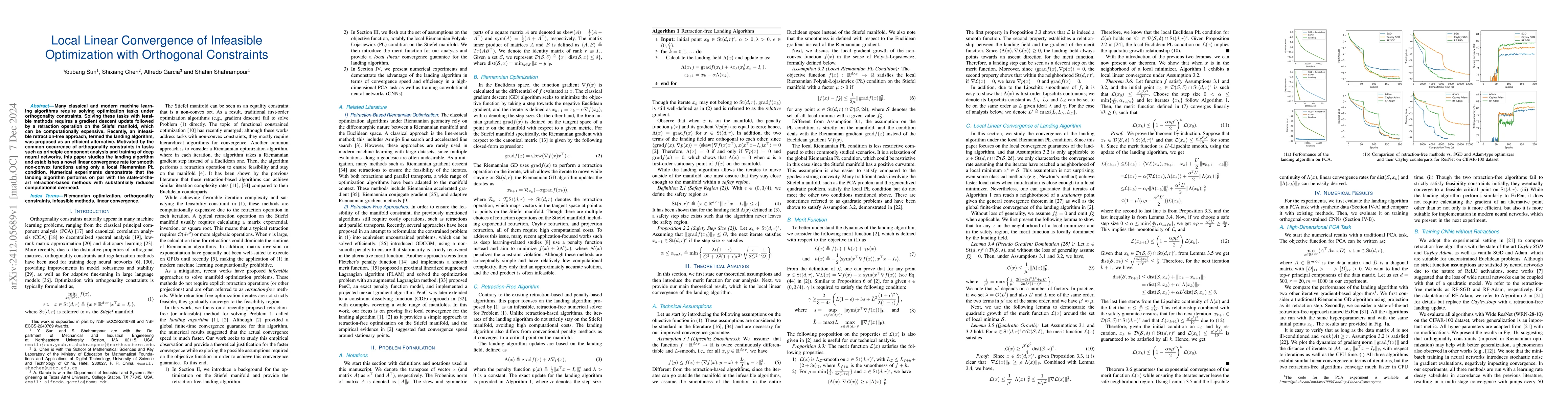 Thumbnail for Local Linear Convergence of Infeasible Optimization with Orthogonal
  Constraints