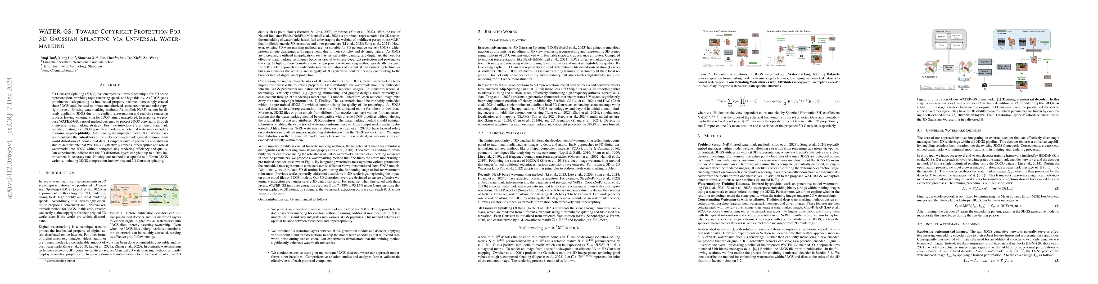 Thumbnail for WATER-GS: Toward Copyright Protection for 3D Gaussian Splatting via
  Universal Watermarking