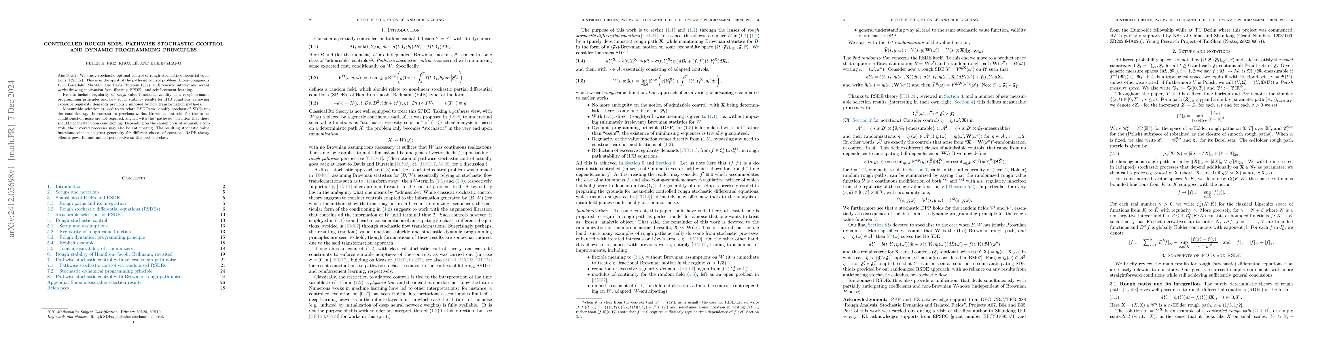 Thumbnail for Controlled rough SDEs, pathwise stochastic control and dynamic
  programming principles