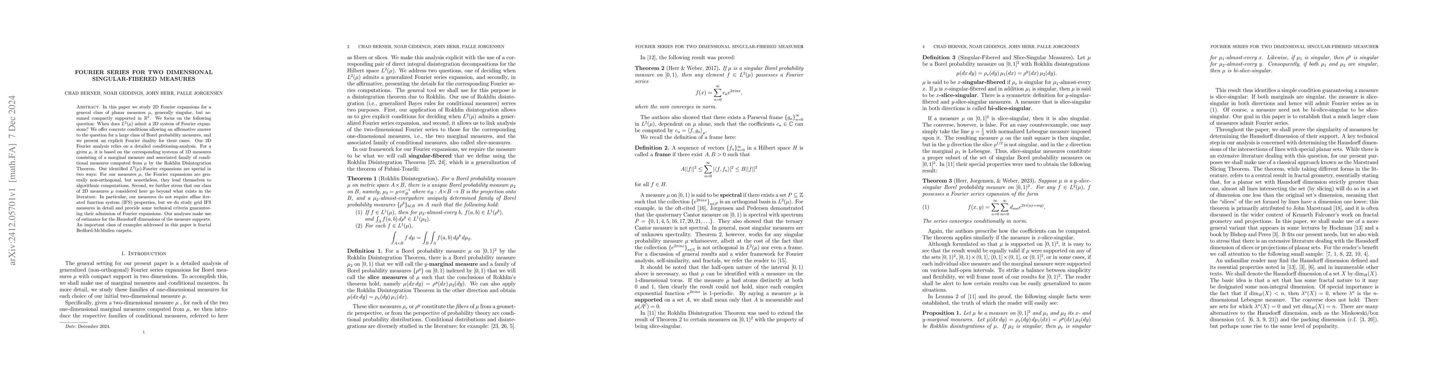 Thumbnail for Fourier Series for Two-Dimensional Singular-Fibered Measures