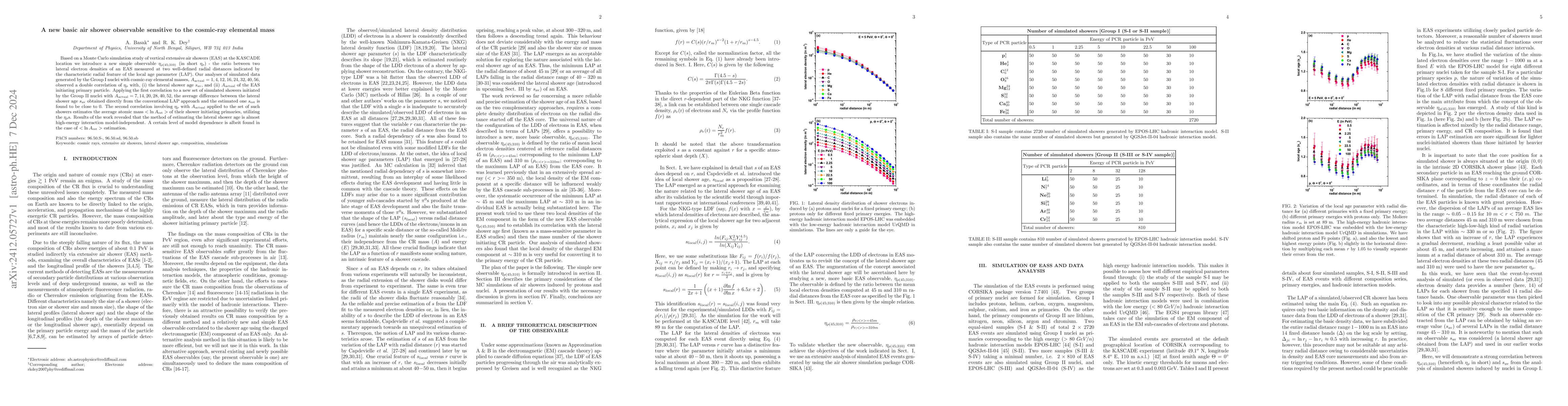 Thumbnail for A new basic air shower observable sensitive to the cosmic-ray elemental
  mass