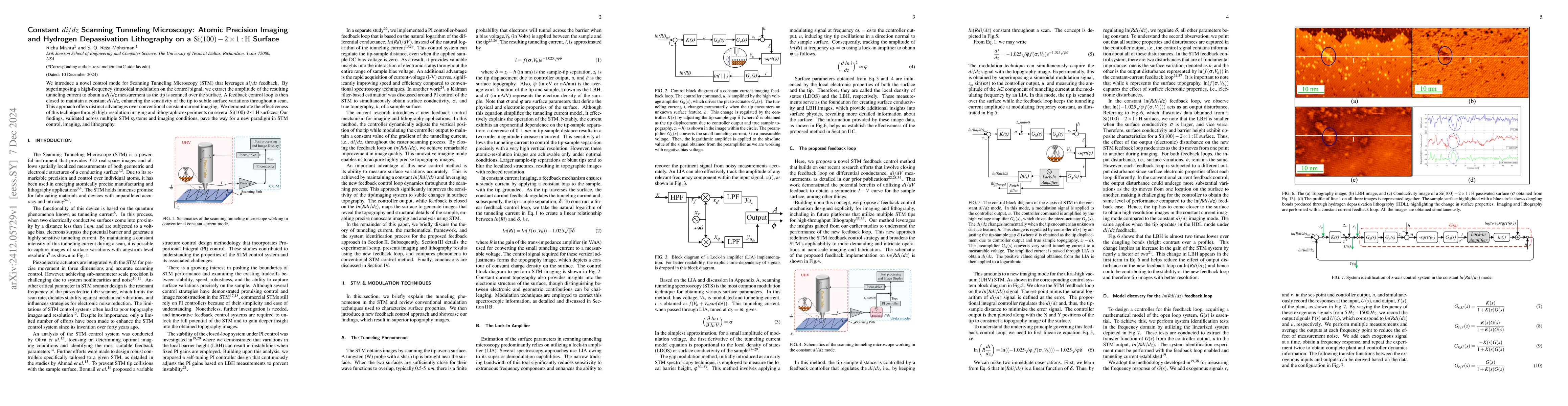 Thumbnail for Constant di/dz Scanning Tunneling Microscopy: Atomic Precision Imaging
  and Hydrogen Depassivation Lithography on a Si(100) - 2 x 1 : H Surface
