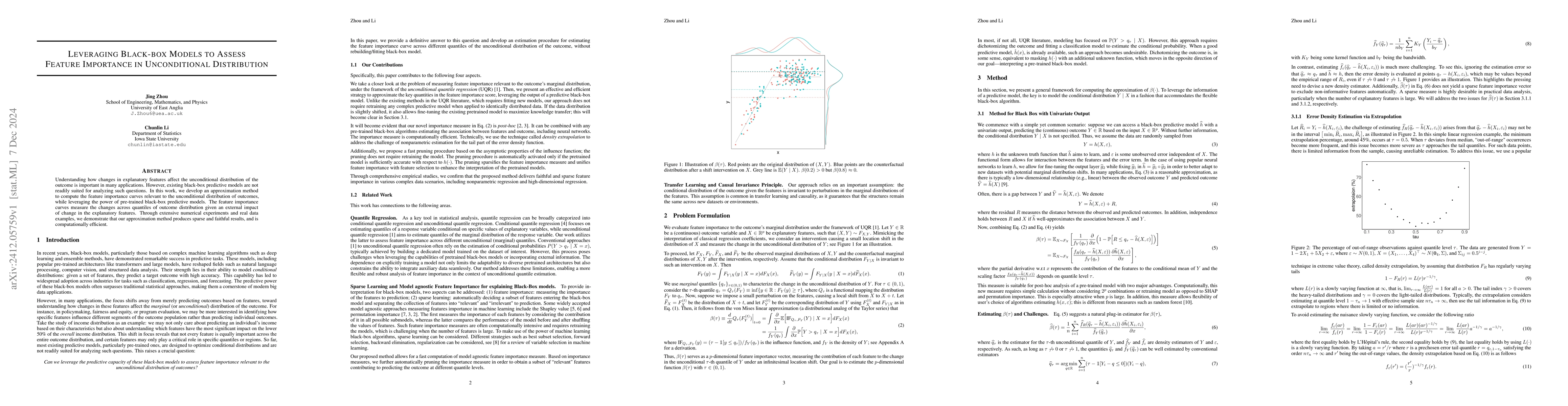 Thumbnail for Leveraging Black-box Models to Assess Feature Importance in
  Unconditional Distribution