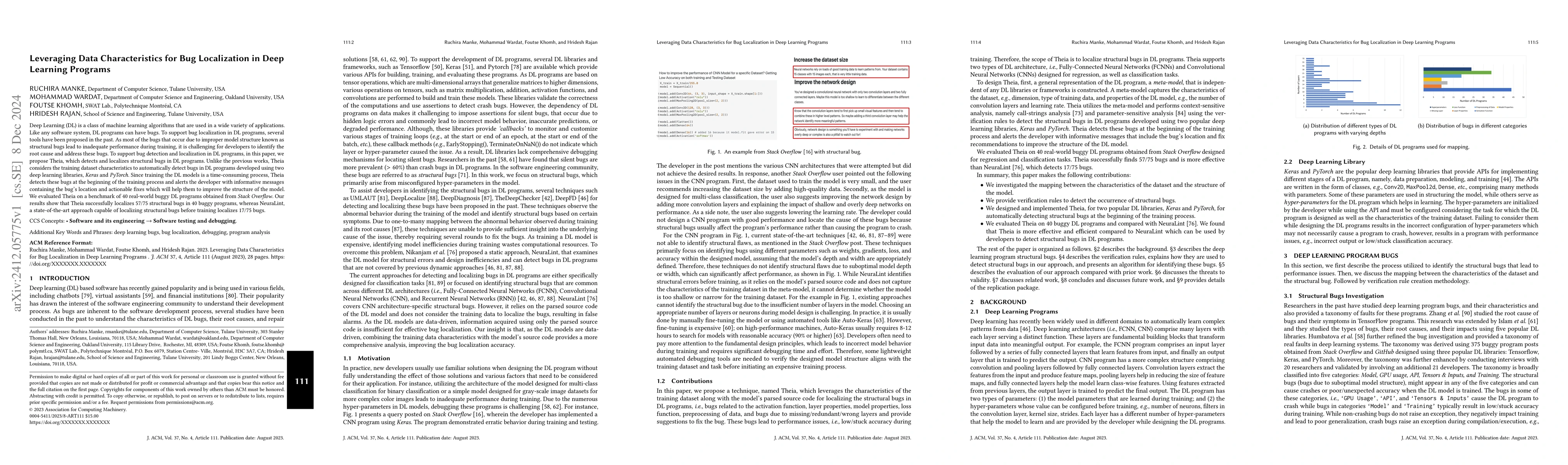 Thumbnail for Leveraging Data Characteristics for Bug Localization in Deep Learning
  Programs