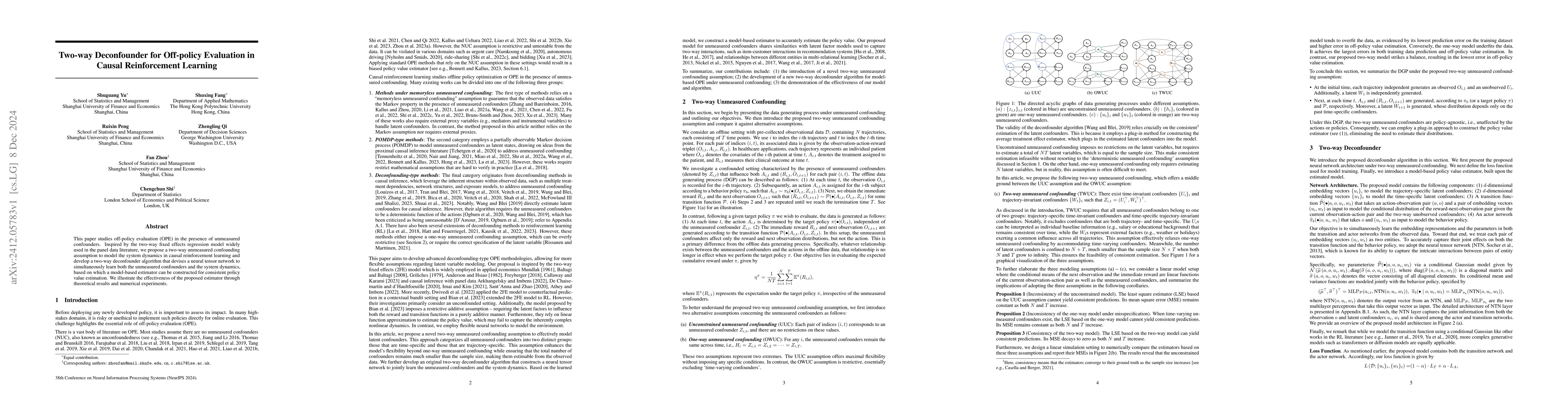 Thumbnail for Two-way Deconfounder for Off-policy Evaluation in Causal Reinforcement
  Learning