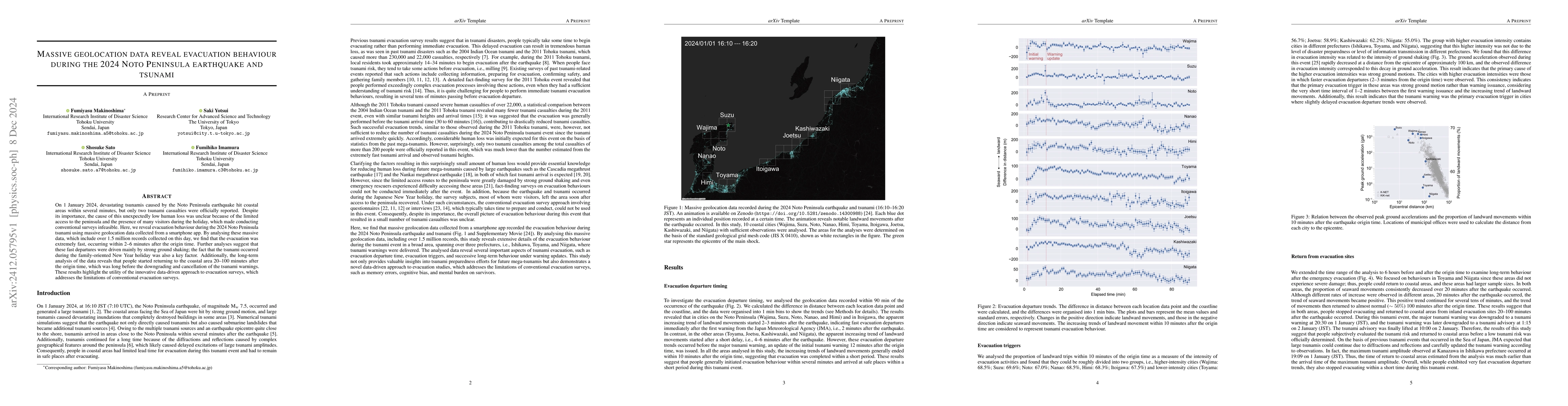 Thumbnail for Massive geolocation data reveal evacuation behaviour during the 2024
  Noto Peninsula earthquake and tsunami