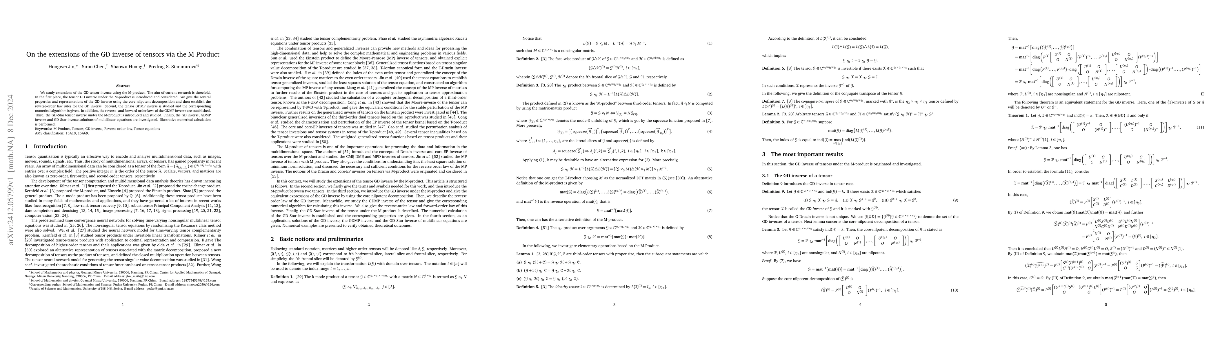 Thumbnail for On the extensions of the GD inverse of tensors via the M-Product