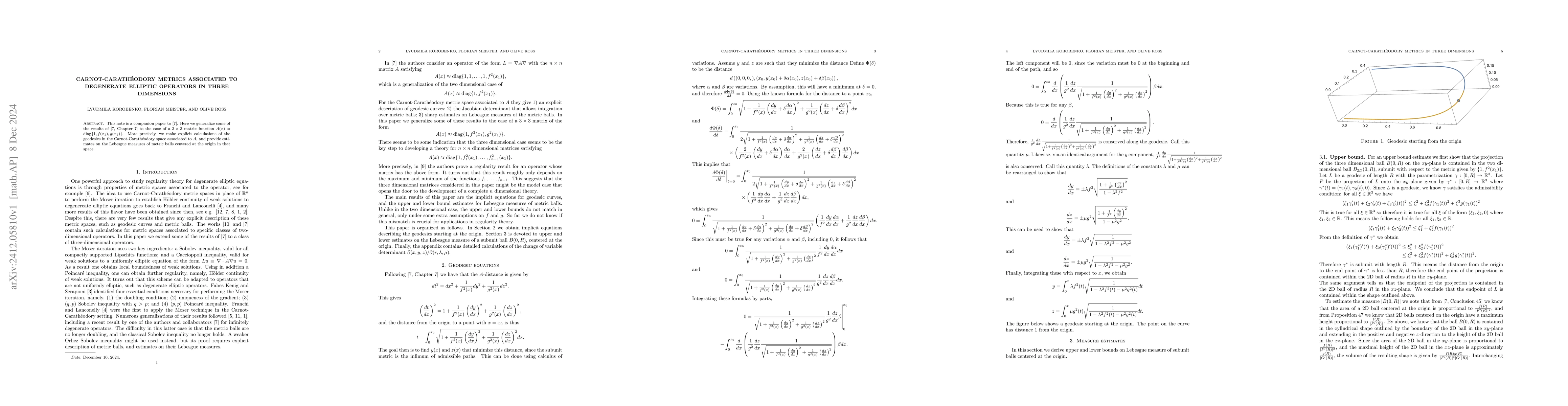 Thumbnail for Carnot-Carathéodory metrics associated to degenerate elliptic
  operators in three dimensions