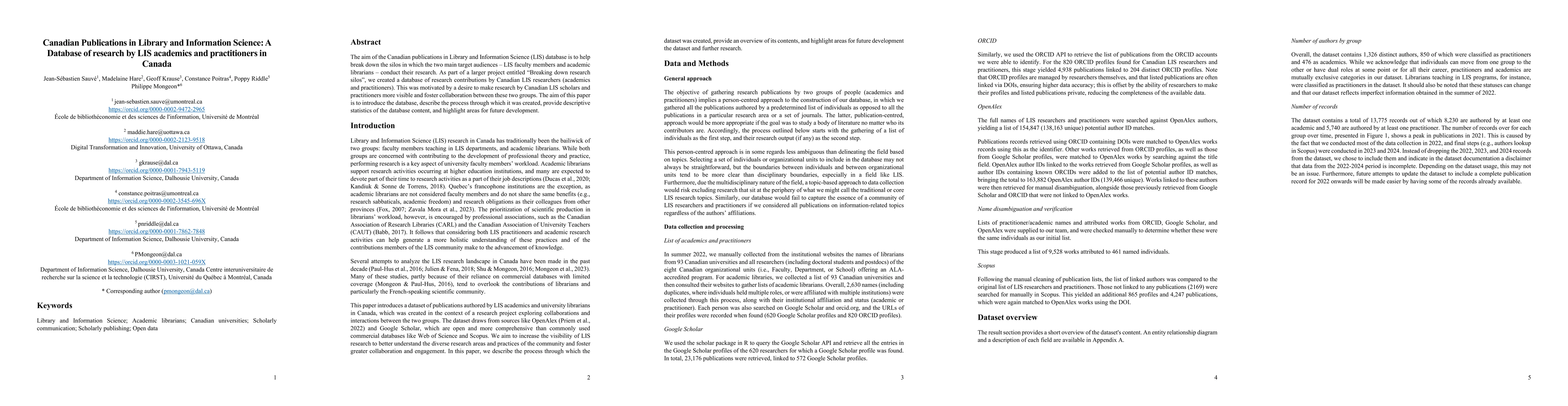 Thumbnail for Canadian Publications in Library and Information Science: A Database of
  research by LIS academics and practitioners in Canada