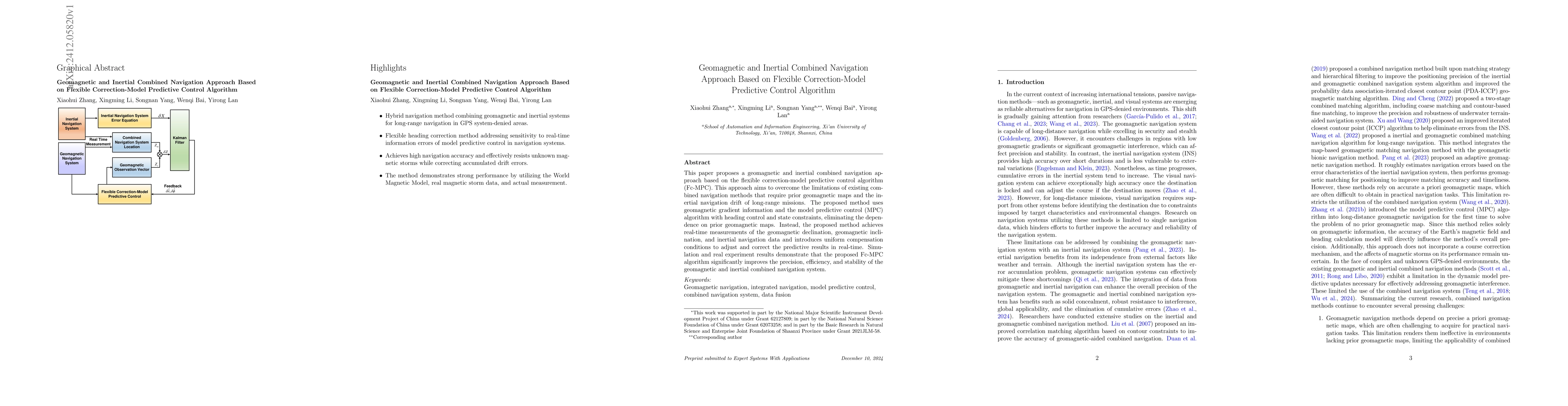 Thumbnail for Geomagnetic and Inertial Combined Navigation Approach Based on Flexible
  Correction-Model Predictive Control Algorithm