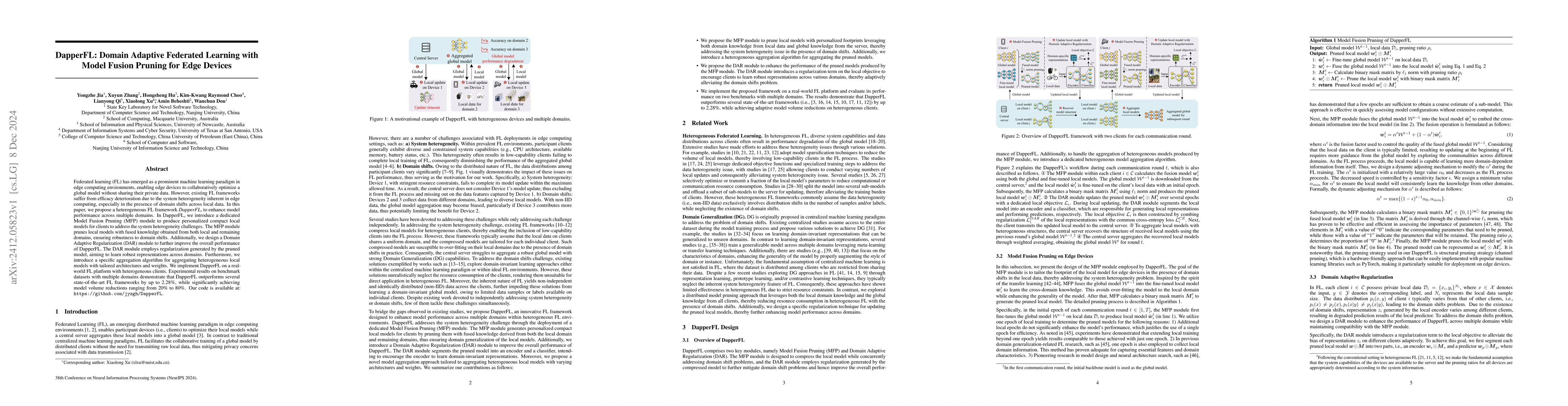 Thumbnail for DapperFL: Domain Adaptive Federated Learning with Model Fusion Pruning
  for Edge Devices