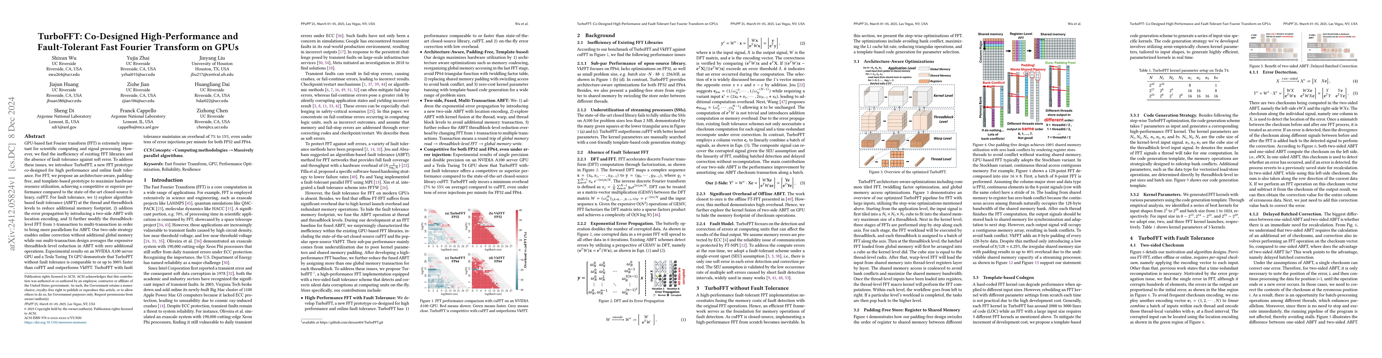 Thumbnail for TurboFFT: Co-Designed High-Performance and Fault-Tolerant Fast Fourier
  Transform on GPUs