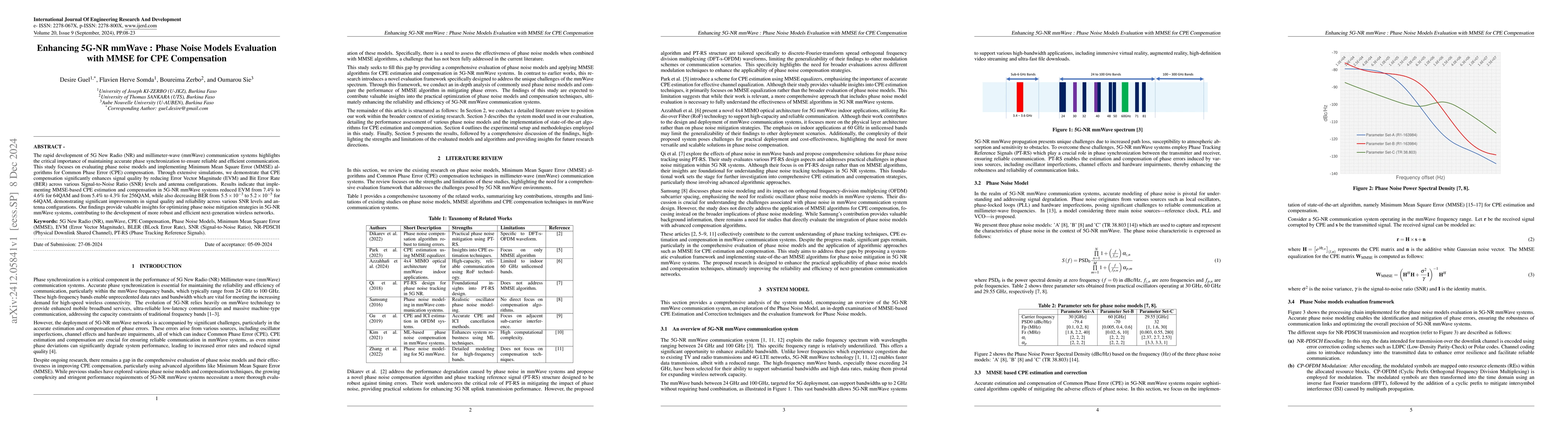 Thumbnail for Enhancing 5G-NR mmWave : Phase Noise Models Evaluation with MMSE for CPE
  Compensation