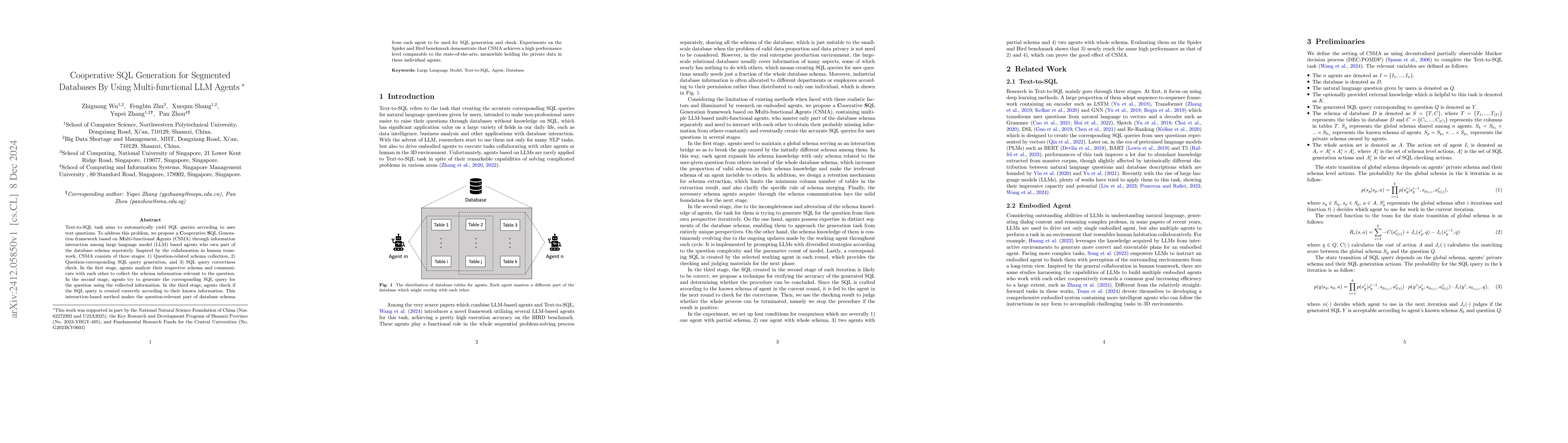 Thumbnail for Cooperative SQL Generation for Segmented Databases By Using
  Multi-functional LLM Agents