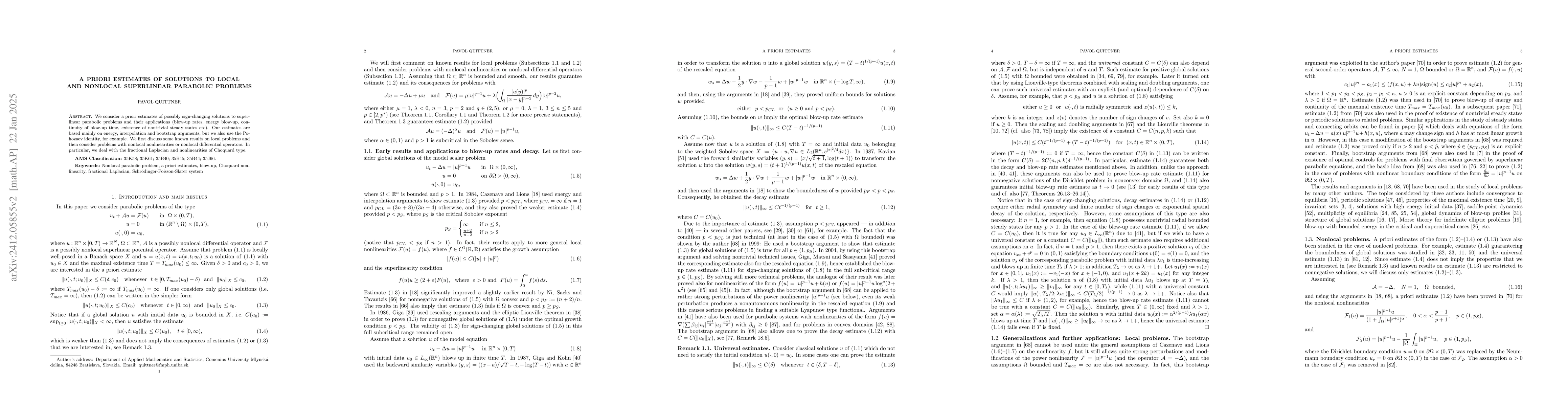 Thumbnail for A priori estimates of solutions to local and nonlocal superlinear
  parabolic problems