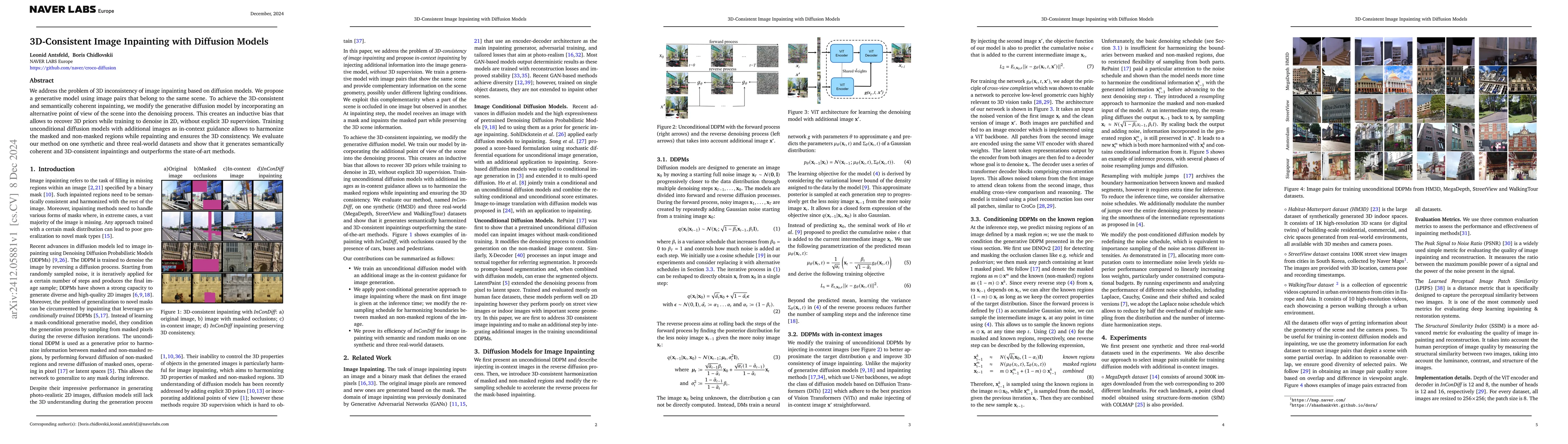 Thumbnail for 3D-Consistent Image Inpainting with Diffusion Models