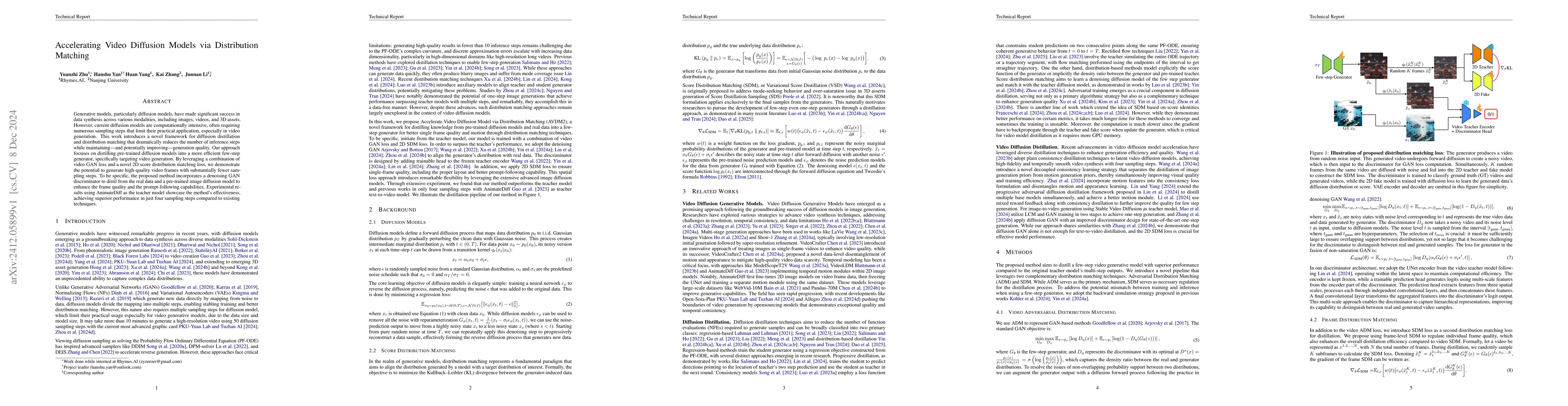 Thumbnail for Accelerating Video Diffusion Models via Distribution Matching