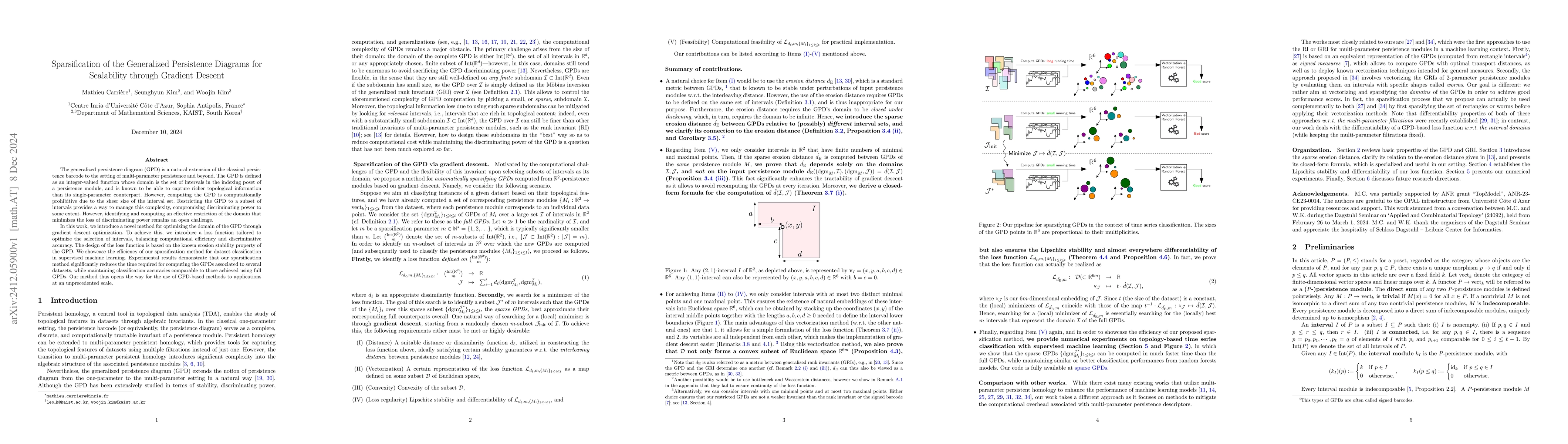Thumbnail for Sparsification of the Generalized Persistence Diagrams for Scalability
  through Gradient Descent