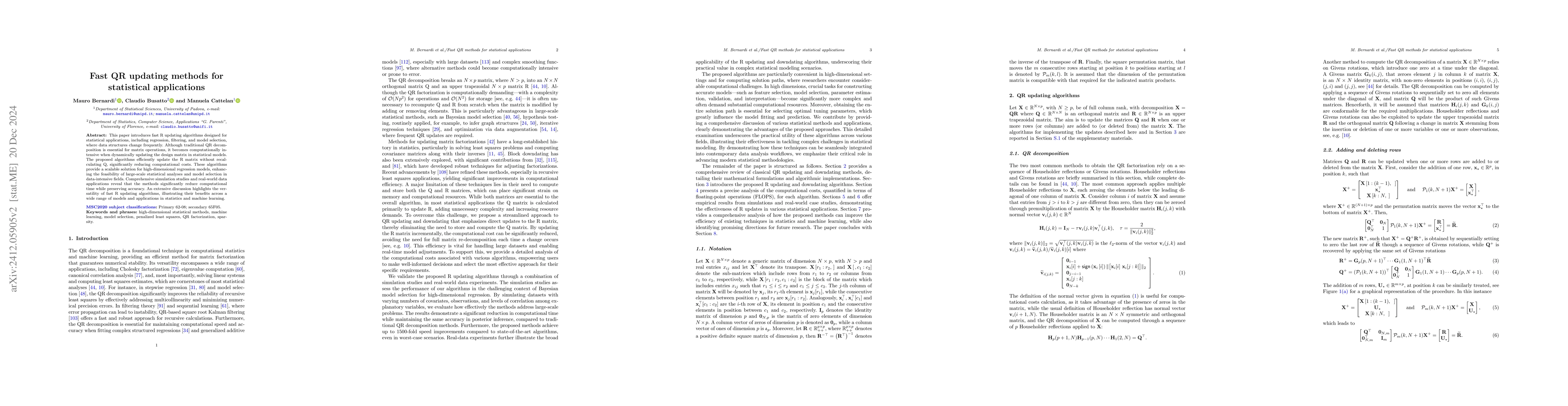 Thumbnail for Fast QR updating methods for statistical applications