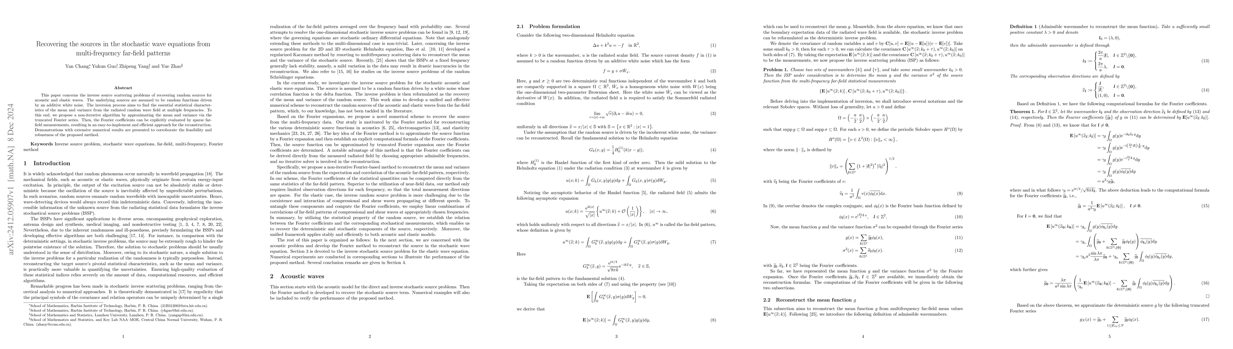 Thumbnail for Recovering the sources in the stochastic wave equations from
  multi-frequency far-field patterns