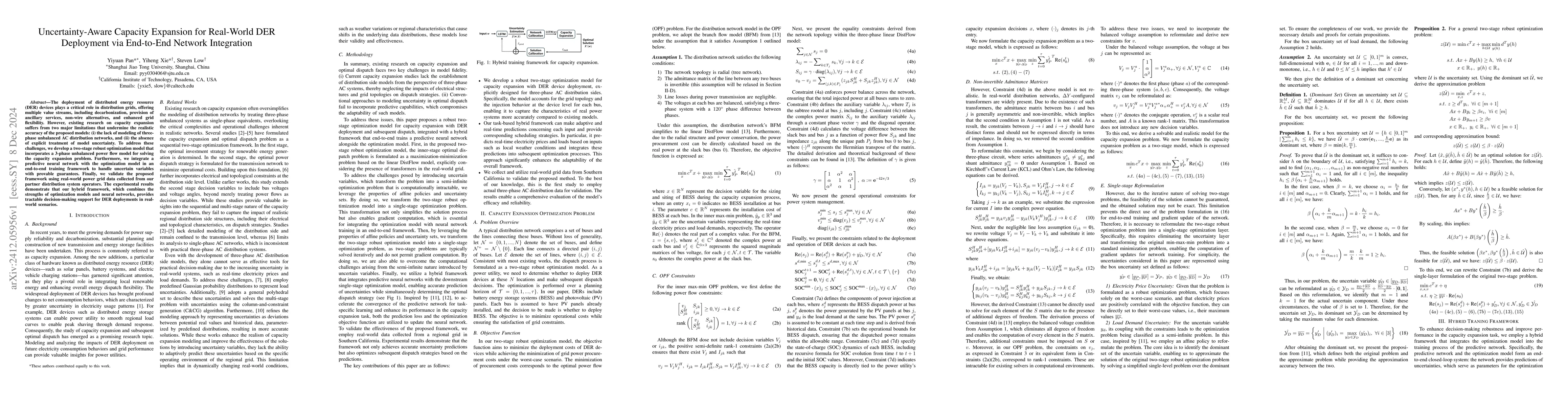Thumbnail for Uncertainty-Aware Capacity Expansion for Real-World DER Deployment via
  End-to-End Network Integration