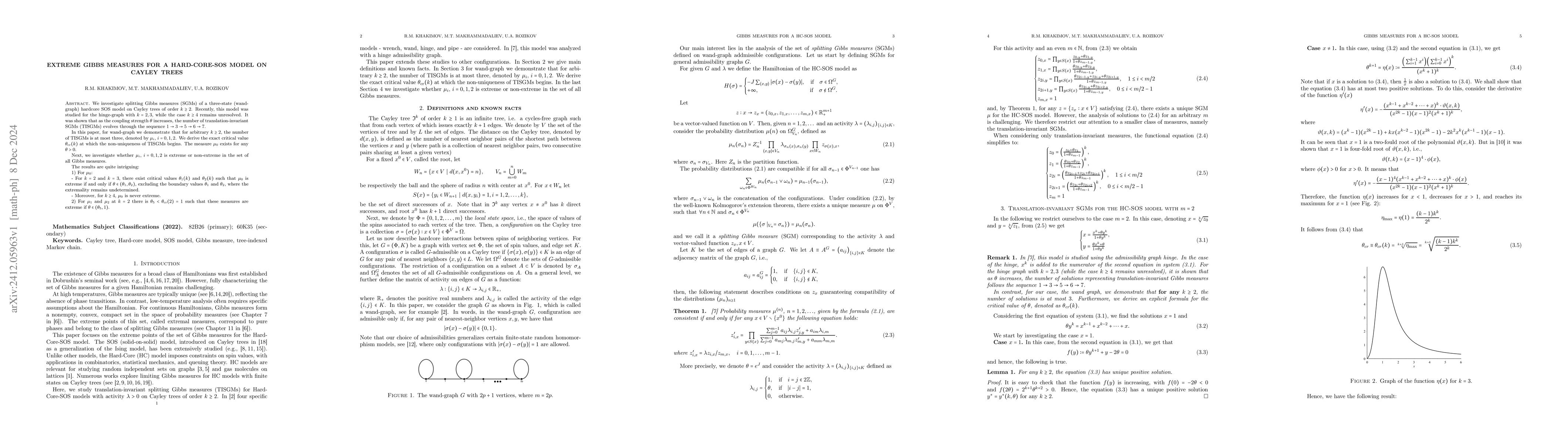 Thumbnail for Extreme Gibbs measures for a Hard-Core-SOS model on Cayley trees