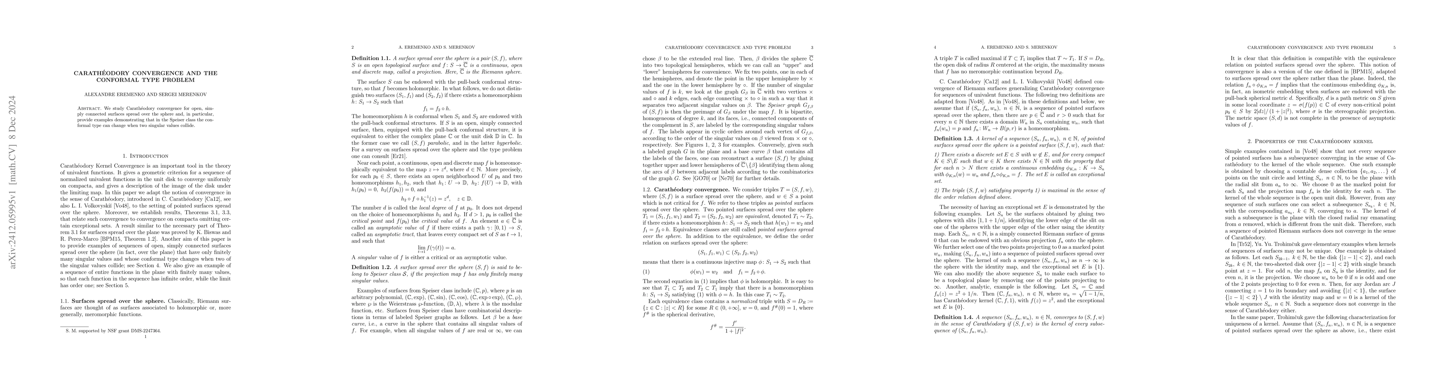 Thumbnail for Carathéodory convergence and the conformal type problem