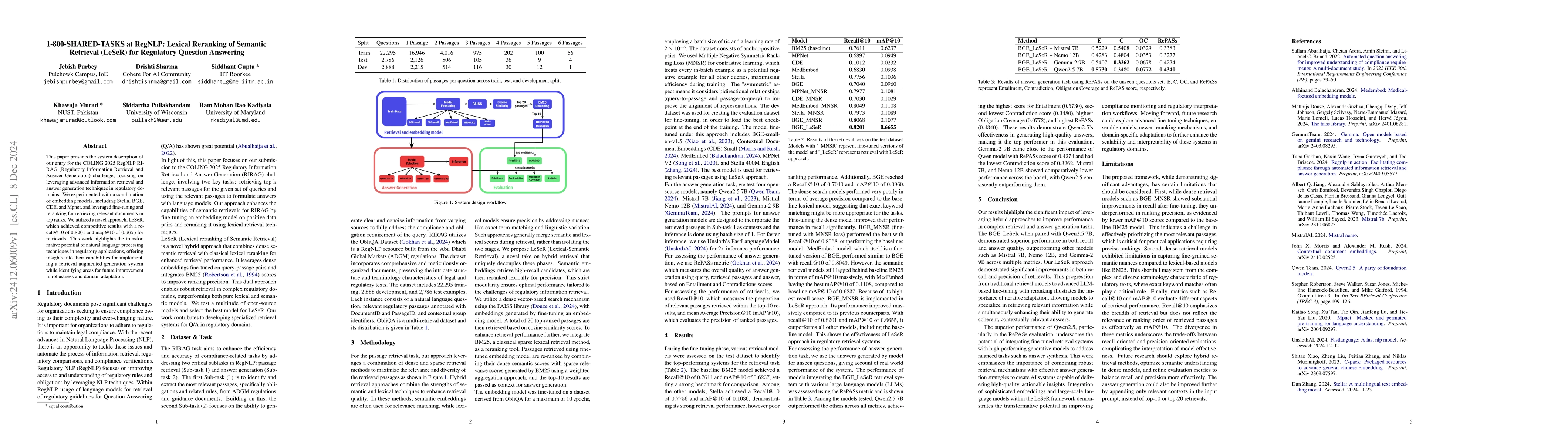 Thumbnail for 1-800-SHARED-TASKS at RegNLP: Lexical Reranking of Semantic Retrieval
  (LeSeR) for Regulatory Question Answering