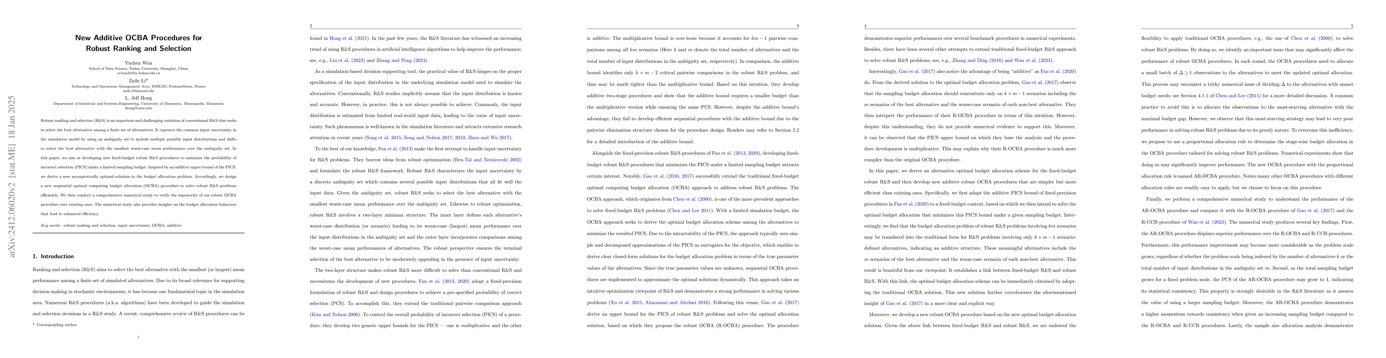 Thumbnail for New Additive OCBA Procedures for Robust Ranking and Selection