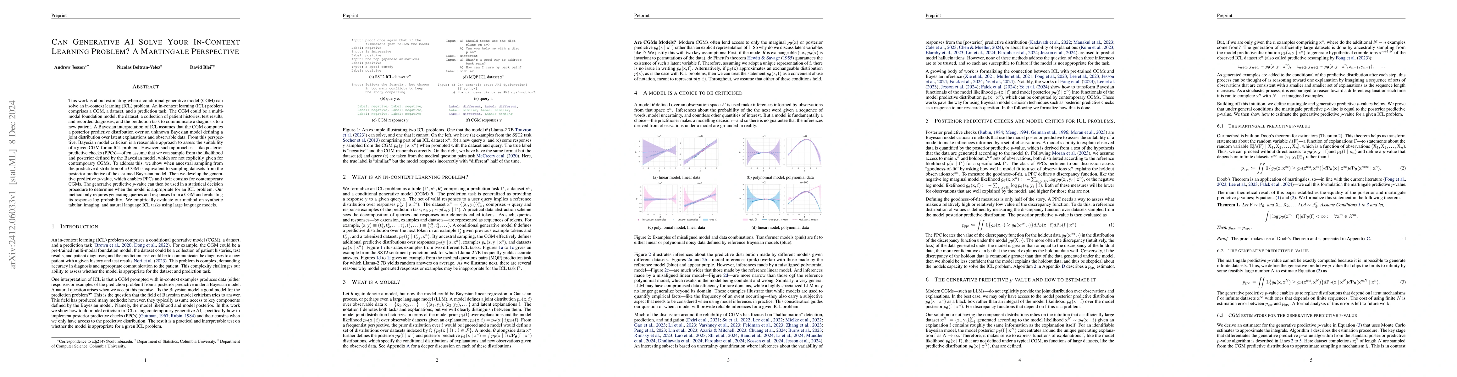 Thumbnail for Can Generative AI Solve Your In-Context Learning Problem? A Martingale
  Perspective
