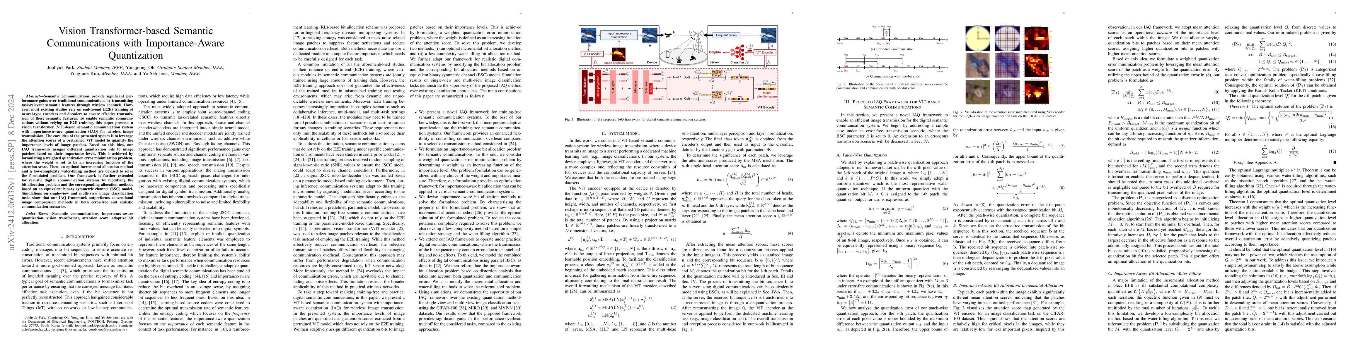 Thumbnail for Vision Transformer-based Semantic Communications With Importance-Aware
  Quantization