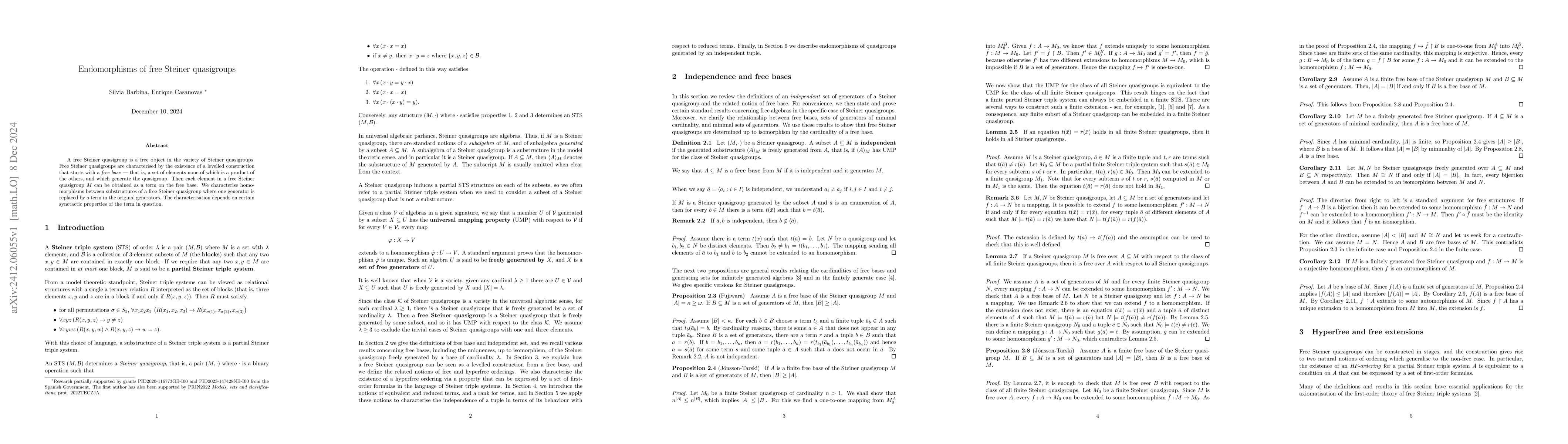 Thumbnail for Endomorphisms of free Steiner quasigroups