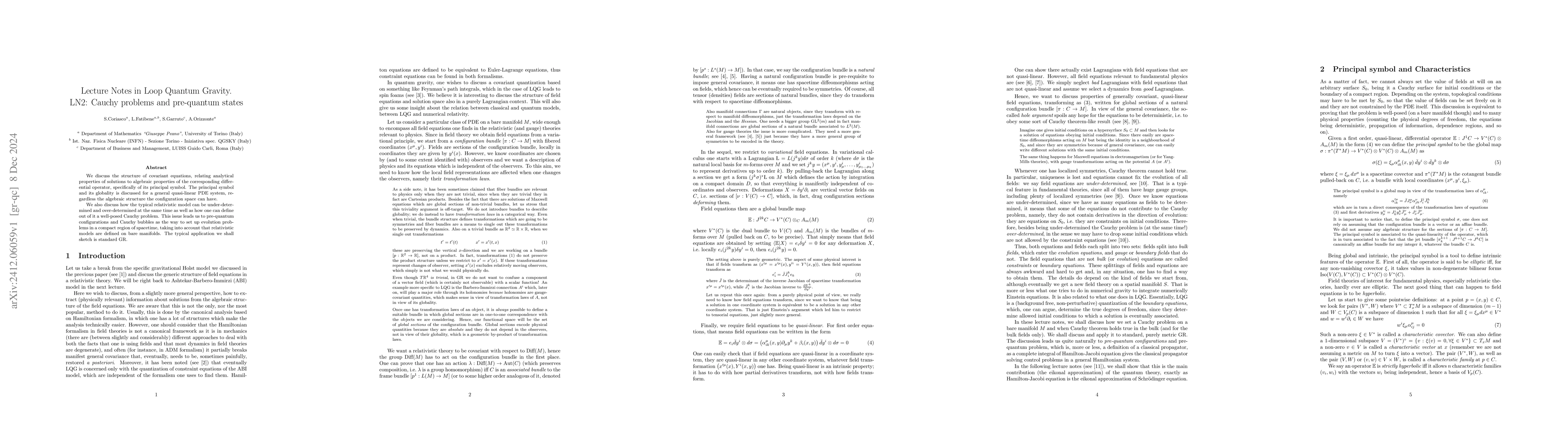Thumbnail for Lecture Notes in Loop Quantum Gravity. LN2: Cauchy problems and
  pre-quantum states