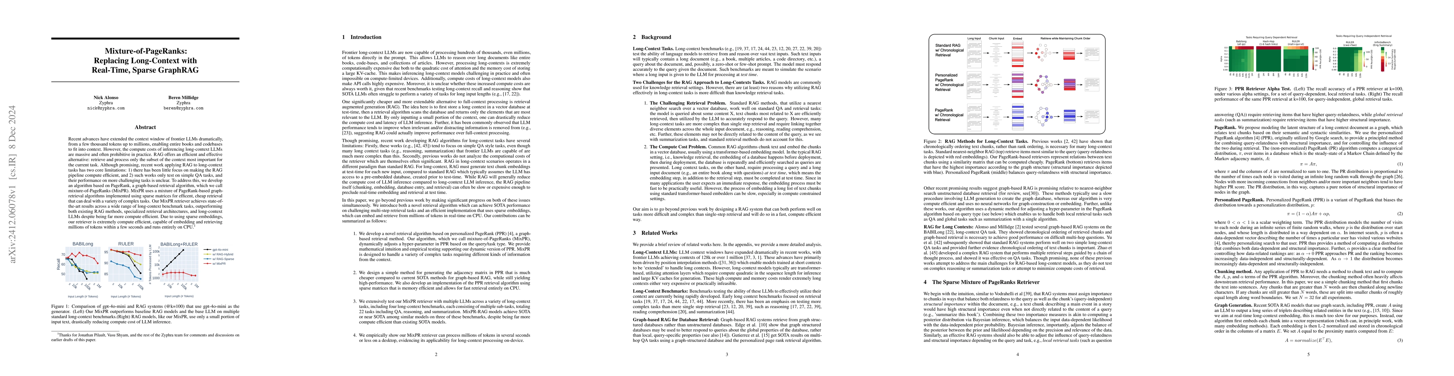 Thumbnail for Mixture-of-PageRanks: Replacing Long-Context with Real-Time, Sparse
  GraphRAG