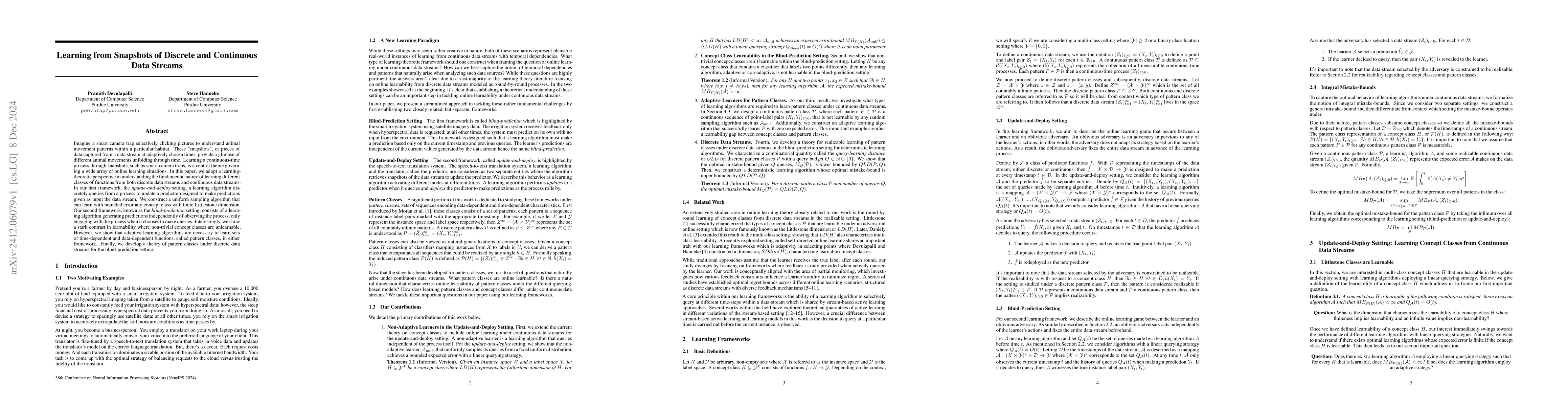 Thumbnail for Learning from Snapshots of Discrete and Continuous Data Streams