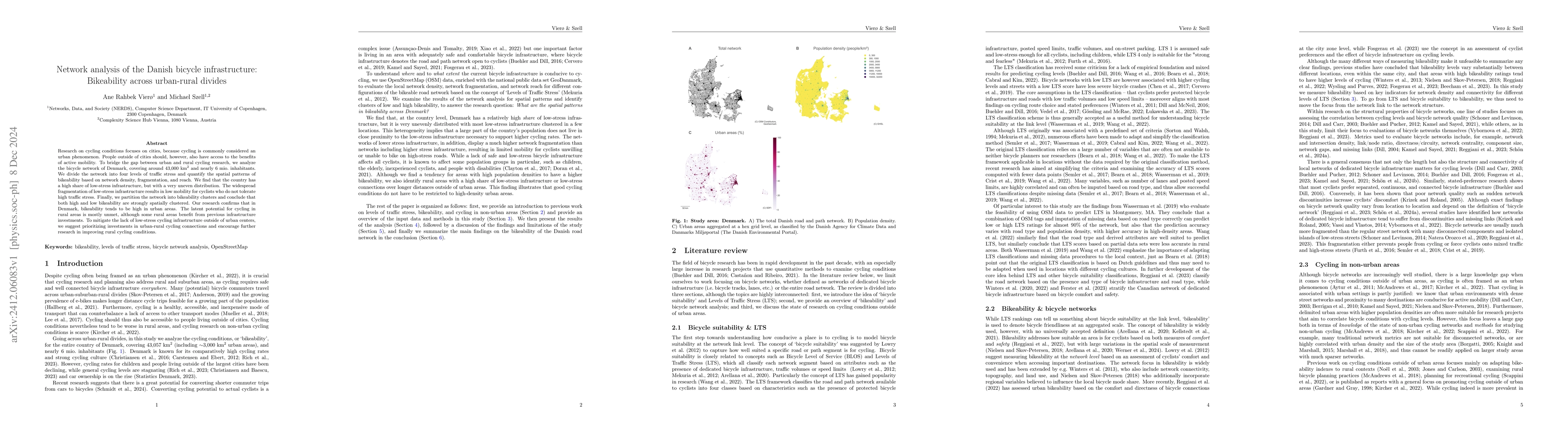Thumbnail for Network analysis of the Danish bicycle infrastructure: Bikeability
  across urban-rural divides