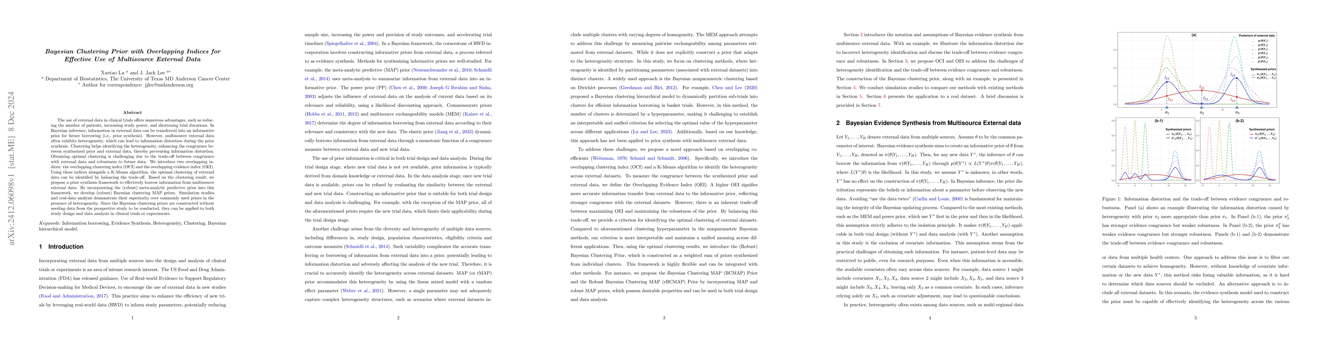 Thumbnail for Bayesian Clustering Prior with Overlapping Indices for Effective Use of
  Multisource External Data
