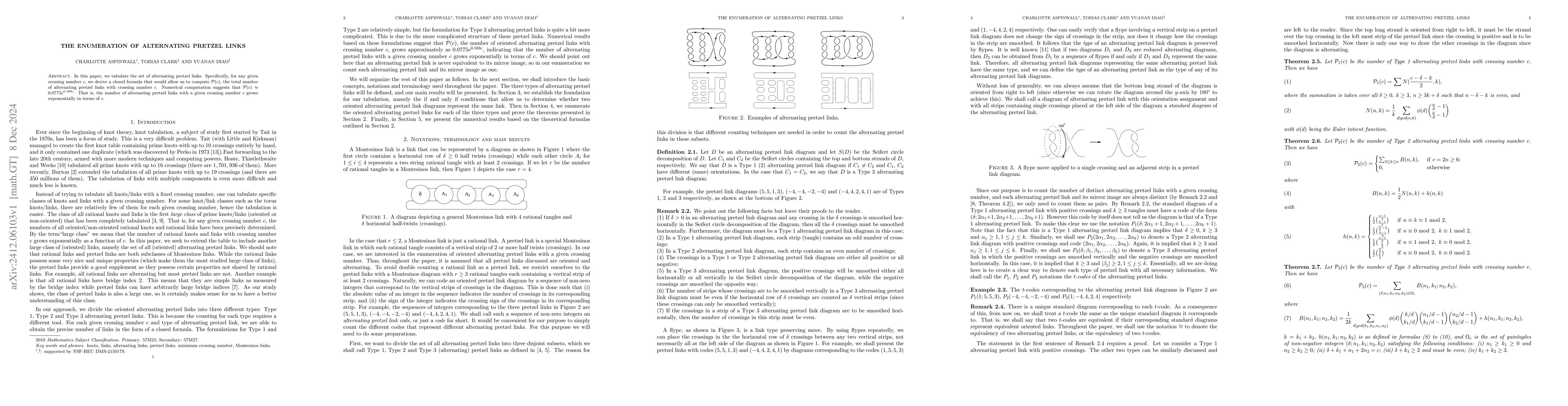 Thumbnail for The Enumeration of Alternating Pretzel Links