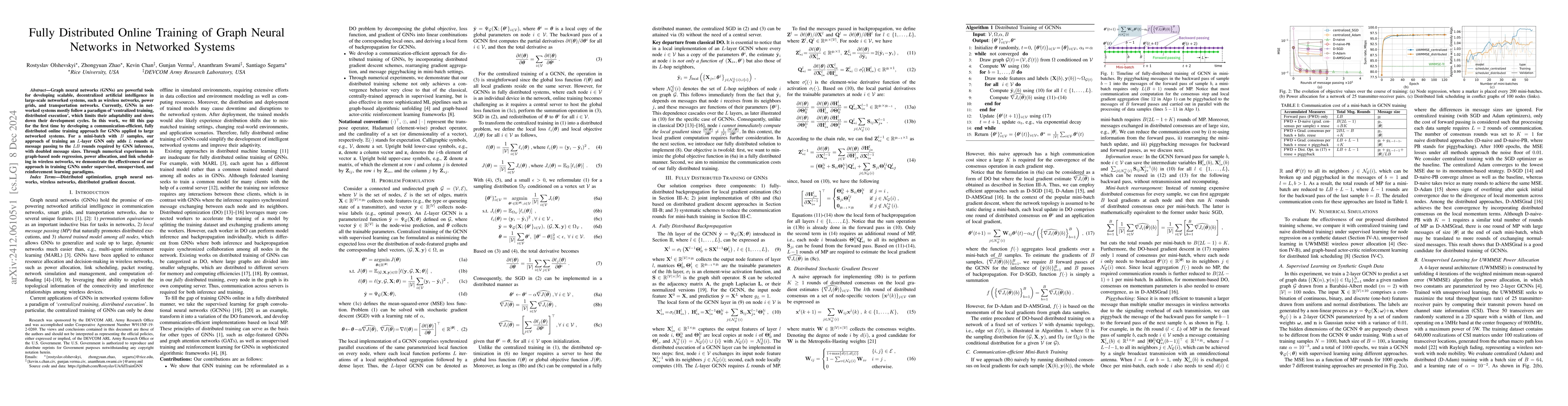 Thumbnail for Fully Distributed Online Training of Graph Neural Networks in Networked
  Systems